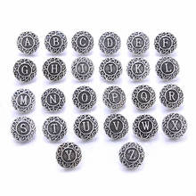 Botones a presión de Metal con diamantes de imitación, 26 letras, redondos, 12mm, 18mm, A-S del alfabeto, joyería a presión, 10 unids/lote 2024 - compra barato