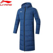 (Break Code)Li-Ning Men Soccer Long Wadded Coat Winter Warm Polyester Filling Regular Fit LiNing Sports Jackets AFMN035 2024 - buy cheap