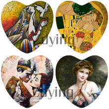 ZDYING Heart Shape Glass Cabochon Oil Painting Picture Fit Base Setting for Keychain Necklace Jewelry Findings 5pcs  FA006 2024 - buy cheap