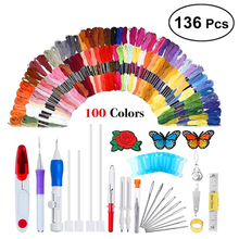 100 colores madejas bordado Kit personalizado bordado patrones bordado Diseño bordado aro bordado Punch aguja manualidades con punto de cruz puntada hilo de accesorio de costura DIY Kit de herramientas para los principiantes de las mujeres 2024 - compra barato