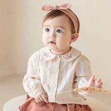 Peter Pan-blusa coreana para niña recién nacida, blusa básica de manga larga, Tops de algodón, ropa para niña pequeña, Otoño e Invierno 2024 - compra barato