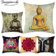 Fuwatacchi Linen Buddha Photo Cushion Cover Buddhistic God Printed Throw Pillow Covers for Home Car Sofa Decorative Pillow Cases 2024 - buy cheap