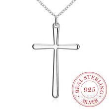 Collares de plata esterlina 100% para mujer, colgante de Cruz larga, joyería de plata pura con estilo para mujer, regalo de fiesta de boda/fdagga, gran oferta, 925 2024 - compra barato