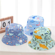 Desenhos animados dinossauro bebê balde chapéu primavera verão meninos meninas praia boné crianças panamá chapéu para crianças chapéu de sol 1-5y 2024 - compre barato