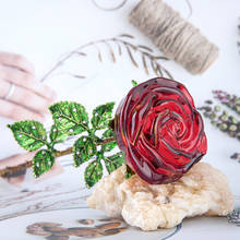 Flor artificial de cristal com cauda longa, rosa vermelha, aniversário, dia dos namorados, presentes do dia das mães, casamento, decoração de mesa 2024 - compre barato