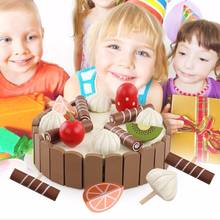 Brinquedos infantis de madeira imã bolo de aniversário, brinquedos de cozinha para brincar de frutas, conjunto cortador de cozinha educacional presente y4ud 2024 - compre barato