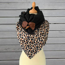 Lenço feminino estampado, lenço retrô com estampa de leopardo, com botão, macio, casual, quente, xales, cachecol de luxo para mulheres 2024 - compre barato