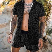 Summer Daily Beach Men's Shirt Set Two-Piece S-3XL Fashion Hawaiian Print Short Sleeve Shirt Set Men Beach Coconut Print Shorts 2024 - buy cheap