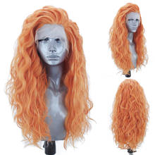 Charisma Long Curly Wig Peach Color Synthetic Lace Front Wigs Side Part Cosplay Wig Natural Hairline Lace Wig for Women 2024 - buy cheap