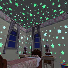Pegatinas 3D de estrellas que brillan en la oscuridad para pared fluorescente, papel tapiz para cocina, baño, Chico, decoración de techo de dormitorio, 50/100 Uds. 2024 - compra barato
