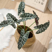 7 garfos artificial alocasia folha flor simulação plantas verdes falso tartaruga folha varanda casa decoração do jardim 2024 - compre barato