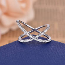 Simple Zircon Ring Asymmetric X-shaped Modern Easy Match Crystal Cross Ring Bague Femme Zk30 2024 - buy cheap