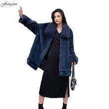 Ftangaiur casaco de pele de vison feminino, casaco roxo padrão de veludo de vison puro cor média perda natural de pele de vison real 2021 2024 - compre barato