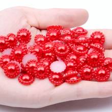 12mm Many Colors Half Round Flower 1000pcs/bag ABS Resin Imitation Pearls Flatback Beads for Scrapbook Decoration 2024 - buy cheap