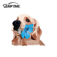 JumpTime-calcomanías de flores azules de Golden Retriever, accesorios de vinilo a prueba de arañazos para coche, decoración impermeable para maletero, 13x3,6 cm 2024 - compra barato