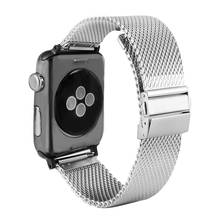 Pulseira de aço inoxidável para apple watch, 38mm e 42mm, peça de reposição com fecho 2024 - compre barato