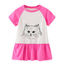 Girls Dresses Cartoon cat short sleeve printed dress Girls 2021 Christmas Children Clothing Cotton Toddler Princess Dress 2-6Y 2024 - buy cheap