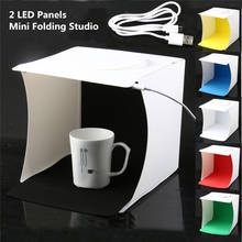 Caixa de iluminação para fotografia, dobrável, portátil, softbox, 2 painéis de luz led, kit de tenda com 6 cores, fundo para câmera dslr 2024 - compre barato