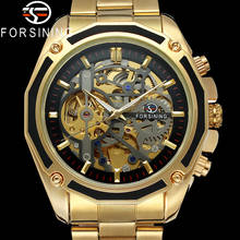Forsining automático mecânico masculino relógio de pulso masculino esporte militar marca luxo esqueleto ouro moda homem relógio 8130 2024 - compre barato
