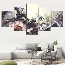 Pósteres sobre lienzo para decoración moderna del hogar, arte de pared de NieR Automata, imágenes impresas de chica de juego, pinturas de decoración para sala de estar, 5 piezas 2024 - compra barato