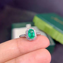 Anillo de compromiso de piedras preciosas de Esmeralda verde Natural para mujer, joyería de plata 925 auténtica, certificado, buen regalo 2024 - compra barato