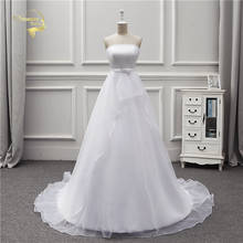 Vintage Simple Wedding Dresses 2021 A Line Strapless Bridal Dress Sweep Train Bow Robe De Mariage Vestido De Noiva Fast Shipping 2024 - buy cheap