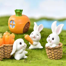 Bonecos de resina de coelho em miniatura, acessórios de decoração de bolo, mesa, jardim de fadas, escritório, miniaturas 2024 - compre barato