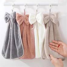 Cute Bowknot Coral Velvet Hand Towel Soft Wipe Dishcloths Hanging Absorbent Cloth Kitchen Tools Bathroom Accessories 2024 - buy cheap