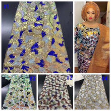 Encaje de red de lentejuelas nigerianas francesas, tela de encaje de secuencia de malla de tul africano de alta calidad para vestido de novia, 5 yardas/lote, novedad de 2019 2024 - compra barato