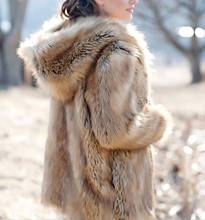 arlenesain red fox fur  nature color women short coat with big hood 2024 - buy cheap