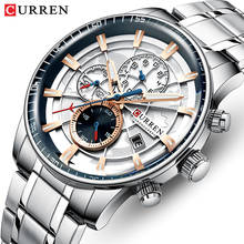 Curren-relógios masculinos de luxo, aço inoxidável, quartzo, esportivo, cronógrafo, relógio de pulso, mostrador grande 2024 - compre barato