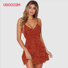 Ugoccam polka dot vestido feminino sexy vermelho bodycon bodycon rústico casual estilo de verão boho resort de cintura alta amarelo bolinhas vestidos 2024 - compre barato
