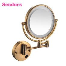 Светодиодный ные зеркала для ванной комнаты, настенные зеркала для макияжа, перезаряжаемые зеркала с увеличением 3X 5X, зеркала для туалетного столика с подсветкой, антикварные зеркала для ванной 2024 - купить недорого