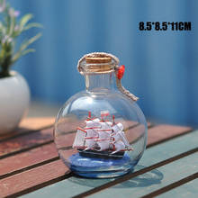 Mini Barco de estilo mediterráneo para decoración del hogar, botella de cristal pequeña, de corcho de madera, regalo de San Valentín 2024 - compra barato