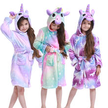 Children Bathrobe for Girls Kigurumi Unicorn Pyjamas Kids Colar Fleece Boys Bathrobes Nightgown Baby Sleepwear Hoodie Bath Robe 2024 - buy cheap