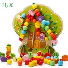 Montessori Learning Education Wooden Toys Cartoon fruit tree Fruit Beads Educational Toy For Children Birthday gift 2024 - buy cheap