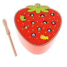 Wooden Magnet Fruit Bug Catching Game Toy Kids Montessori Toy - Strawberry 2024 - buy cheap