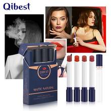 Conjunto de batom de cigarro qibest, maquiagem de longa duração à prova d'água fosca com tubo nude de lábios vermelhos 2024 - compre barato