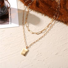 Vintage Multilayer Geometric Pendant Necklace for Women 2020 Gold Color Square Coin Chain Choker Necklaces Jewelry New 2024 - buy cheap
