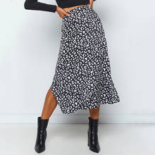 2022 New Sexy Leopard Print Chiffon Split Skirt Casual Fashion Long Skirts for Women Spring Summer Zip Elegant Female Skirt 2024 - buy cheap