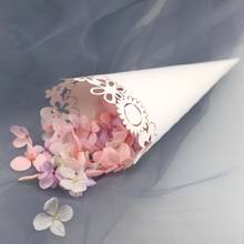 50pcs Laser Cut Petal Lace Laying Candy Wedding Party Favors Confetti Cones Paper Cone Decoration Supplies 2024 - buy cheap