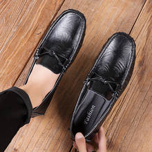 Mens Loafers Business Genuine Leather Black Men's Shoes Italian Designer Casual Flats Male Summer Driving Shoes Slip On Footwear 2022 - buy cheap