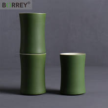 BORREY 300Ml Ceramic Coffee Mug Tea Cup Bamboo Shape Mug For Coffee Chinese Porcelain Cup Green Round Mug Kung Fu Tea Cup Bowl 2024 - buy cheap