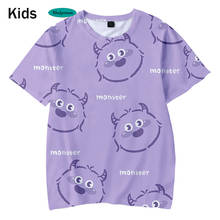 Camiseta morada con estampado 3D de monstruo para niños y niñas, camisetas casuales a la moda, camisetas de Hip-Hop, camisetas de animales para niños 2024 - compra barato