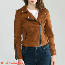 2021 New Autumn Winter Women Motorcycle Faux PU Leather Black Khaki Jackets Lady Biker Outerwear Coat with Belt Hot Sale 2 Color 2024 - buy cheap