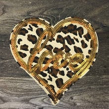 1 piece of fashion leopard pattern heart-shaped sequins patch clothing DIY decoration accessories embroidered iron 2024 - buy cheap