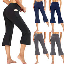 Pantalones de Yoga de cintura alta para mujer, Capris de pierna ancha, Leggings de ejercicio, ropa deportiva 2024 - compra barato