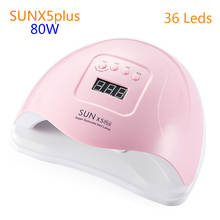 Sunx5plus 80 w uv conduziu a lâmpada do prego com 36 leds unhas uv para todos os géis polonês luz do sol lâmpada manicure prego secagem lcd 2024 - compre barato