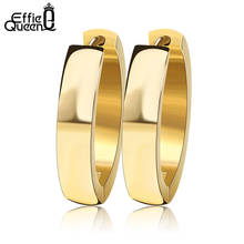 Effie Queen Cool Gold-color Lady Hoop Earrings Women Punk Stainless Steel Earrings Pendientes Brincos Jewelry Party Gift IE16 2024 - buy cheap