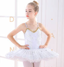 Vestido de balé profissional para meninas, traje tutu infantil, lago dos cisnes, vestido de balé branco para crianças, panqueca, tutu, roupa de dança 2024 - compre barato